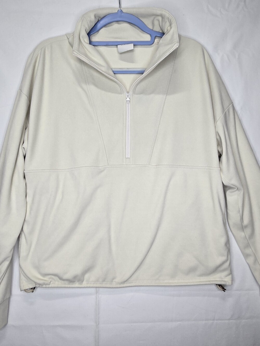 Varley Half Zip Pull Over Sweater W/ Front Pockets Cream Women Sz Med. Soft Cozy